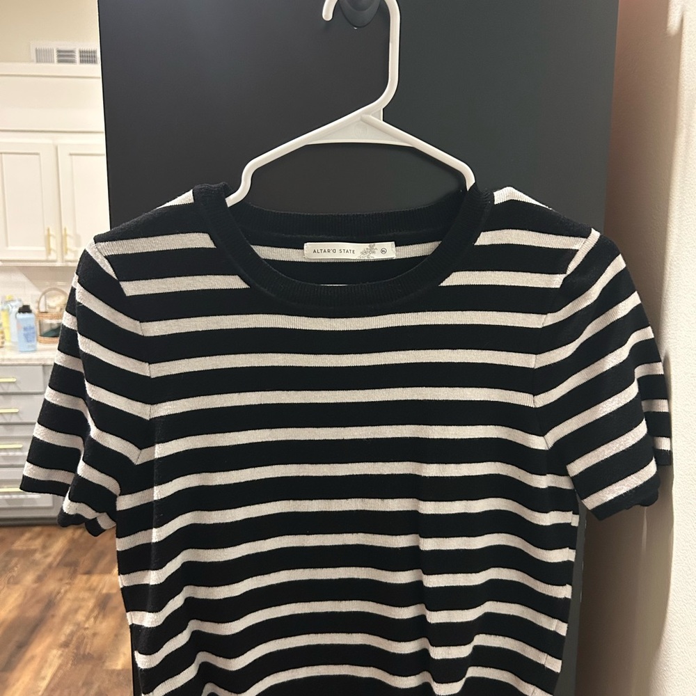 Altar'd State Black and White Striped Top